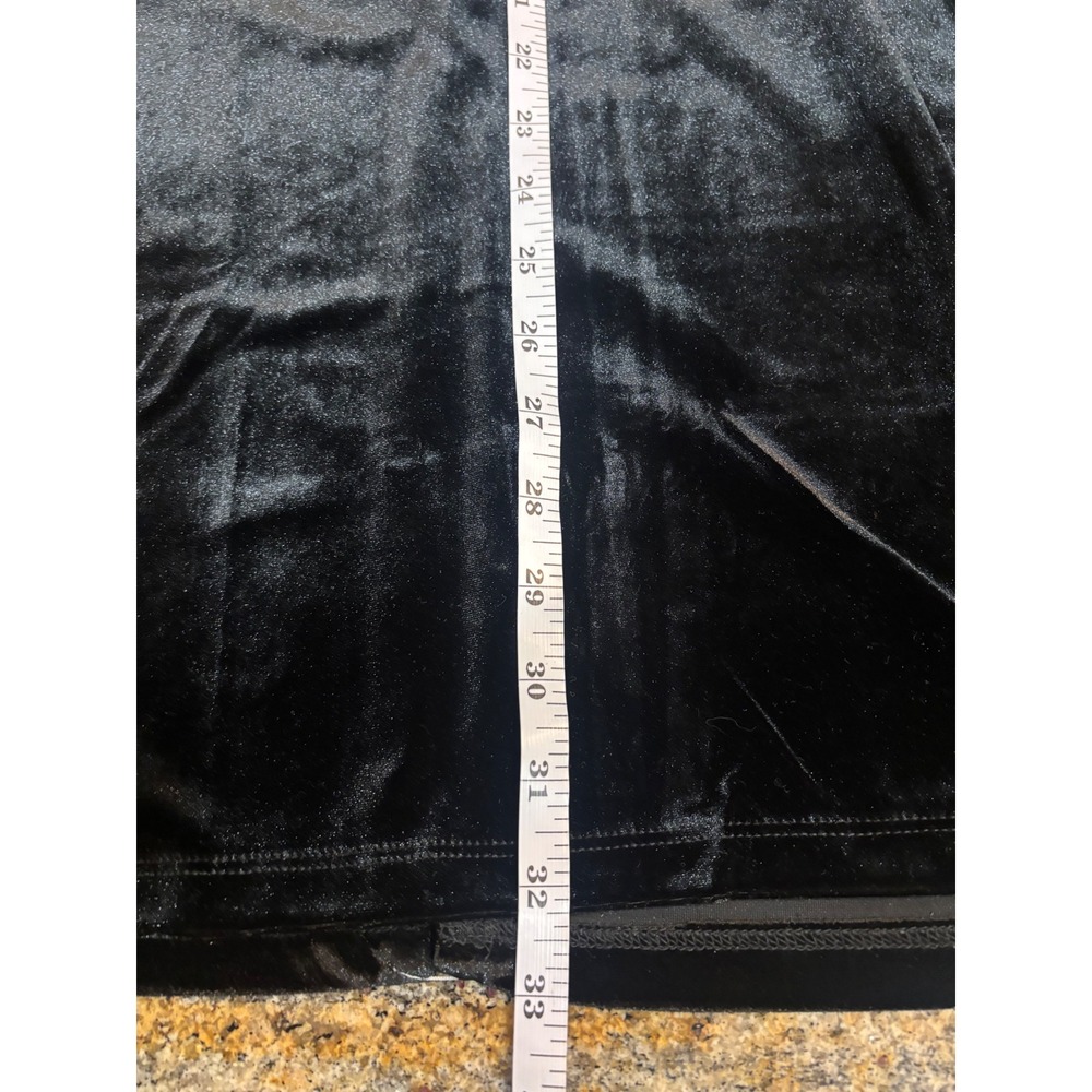 NWT Talbots Black Velvet Midi Skirt Large Elastic Waist Stretch Straight - Picture 2 of 5